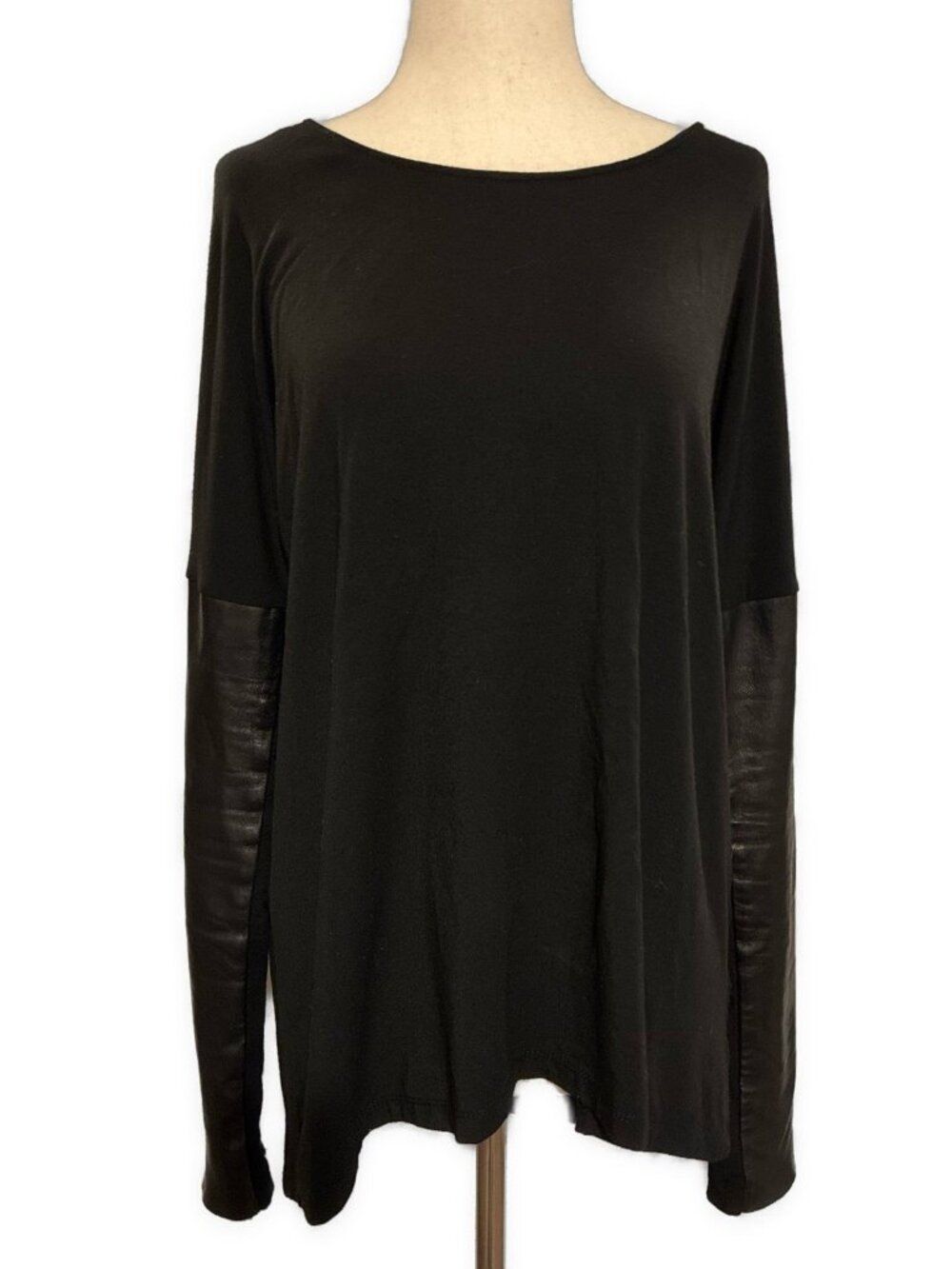 danier Object Genuine leather long sleeve Tunic top solid black Small